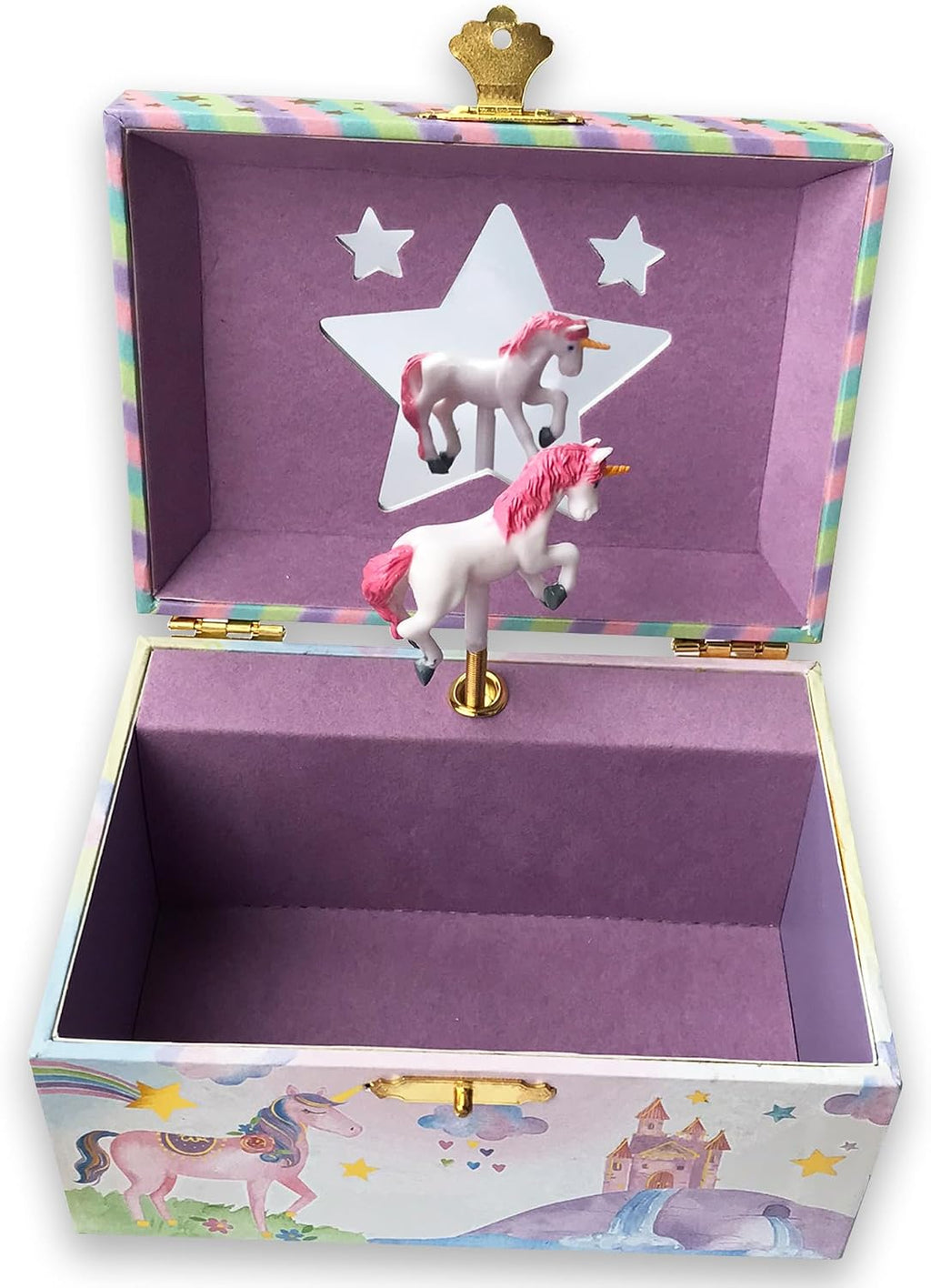 BinkeGG Play [ Twinkle Twinkle Little Star ] (60 Tunes Option) Children Jewelry Box Unicorn Jewelry Music Box for Girls Jewelry Storage Box with Sankyo Musical Box Mechanism