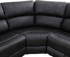 Manual Recliner Sectional Sofa Set, Bonded Leather L-Shaped Living Room Furniture Sets, Reclining Corner Couch with Drop-Down Table/Storage Console/Cup Holders for Home Office (Black, Sectional)
