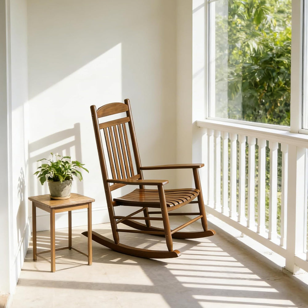 Wooden Outdoor Rocking Chair, Weatherproof Oversized Rocking Chair, Heavy Dut...