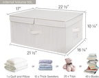 StorageWorks Extra Large Storage Bins with Lids, 55L Decorative Storage Bins with Double-Open Lid and Divider Board, Fabric Bins with Handles, Mixing of Beige, White & Ivory, 2-Pack
