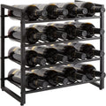IBUYKE Metal Wine Racks Countertop,16 Bottles Wine Bottle Holder,TMJ903H | 4 Tiers Wine Rack Wine Rack Freestanding Wine Storage Cabinet for Home Kitchen Pantry Wine Cellar Bar