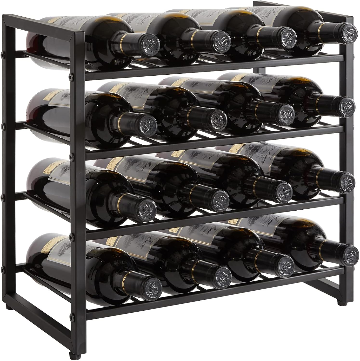 IBUYKE Metal Wine Racks Countertop,16 Bottles Wine Bottle Holder,TMJ903H | 4 Tiers Wine Rack Wine Rack Freestanding Wine Storage Cabinet for Home Kitchen Pantry Wine Cellar Bar