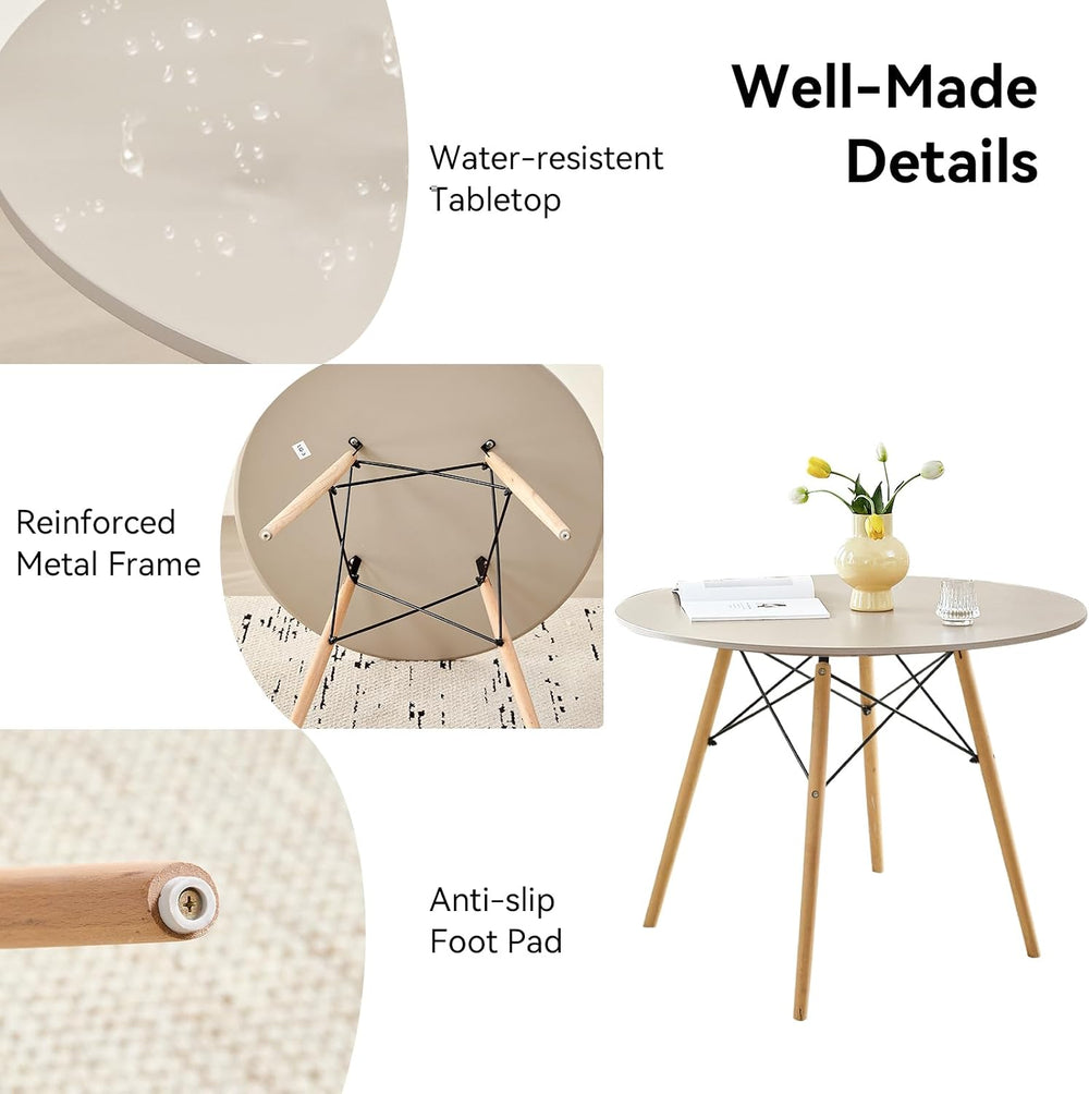 5-Piece Round Dining Set, 35.5" Sand Table Chairs Set of 4 | Kitchen Tab...