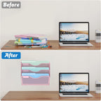 3 Tier Hanging Wall File Organizer, Mesh Mail Paper Orgnization Hanging File Folder Holder for Home Office, Pink