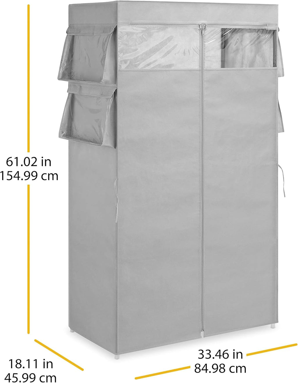 Whitmor, Gray Covered Wardrobe with Accessory Storage