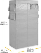Whitmor, Gray Covered Wardrobe with Accessory Storage