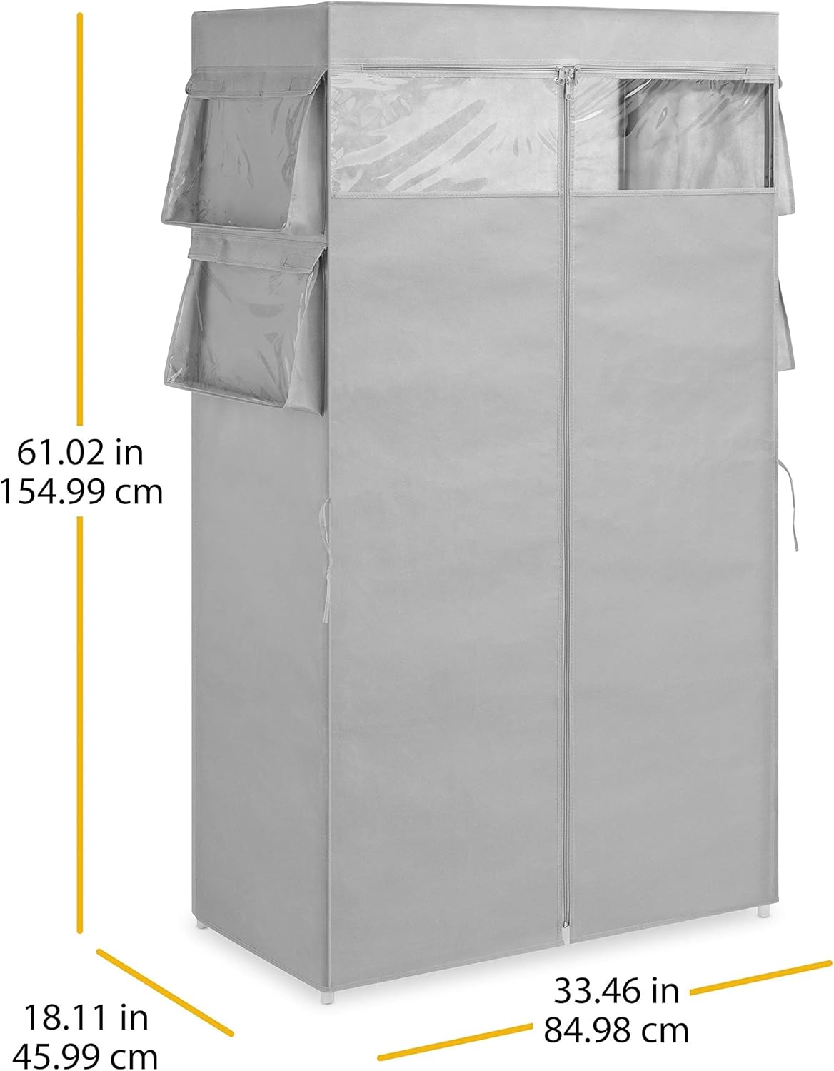 Whitmor, Gray Covered Wardrobe with Accessory Storage