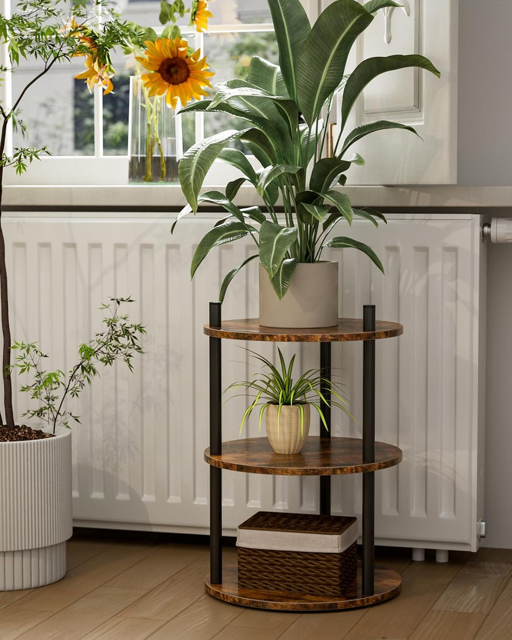 XBurmo Small Round End Table - 3 Tier Design Accent Table, Narrow Side or Bed...