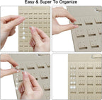 Earrings Organizer, Hanging Earring Holder Holds Up to 300 Pairs, Stud Earring Organizer Large Capacity Storage Earring Hanger, Earring Display Holder Brooch Pin Organizer for Women Girls-Beige