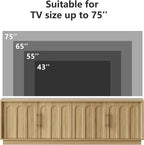 TV Stand for 75 Inch TV, Mid Century Modern TV Stand with Arched Design, Wood Grain Finish, Boho Media Console with Adjustable Shelves, 67" Entertainment Center for Living Room Bedroom, Oak