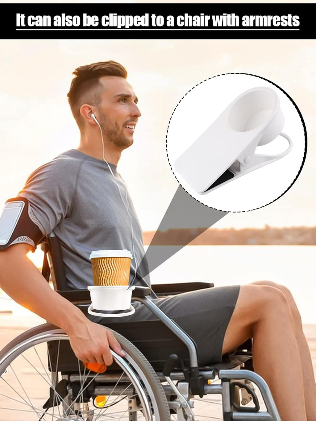 Kalolary Drinking Cup Holder Clip- Chair and Table Bottle Cup Stand DIY Glass Clamp Storage Saucer Clip Water Coffee Mug Holder Saucer Clip Design for Home & Office, White