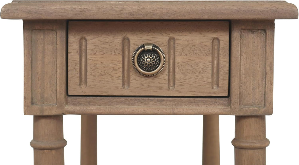 East at Main Narrow End Table with Drawer & Shelf, Solid Wood Slim Side T...