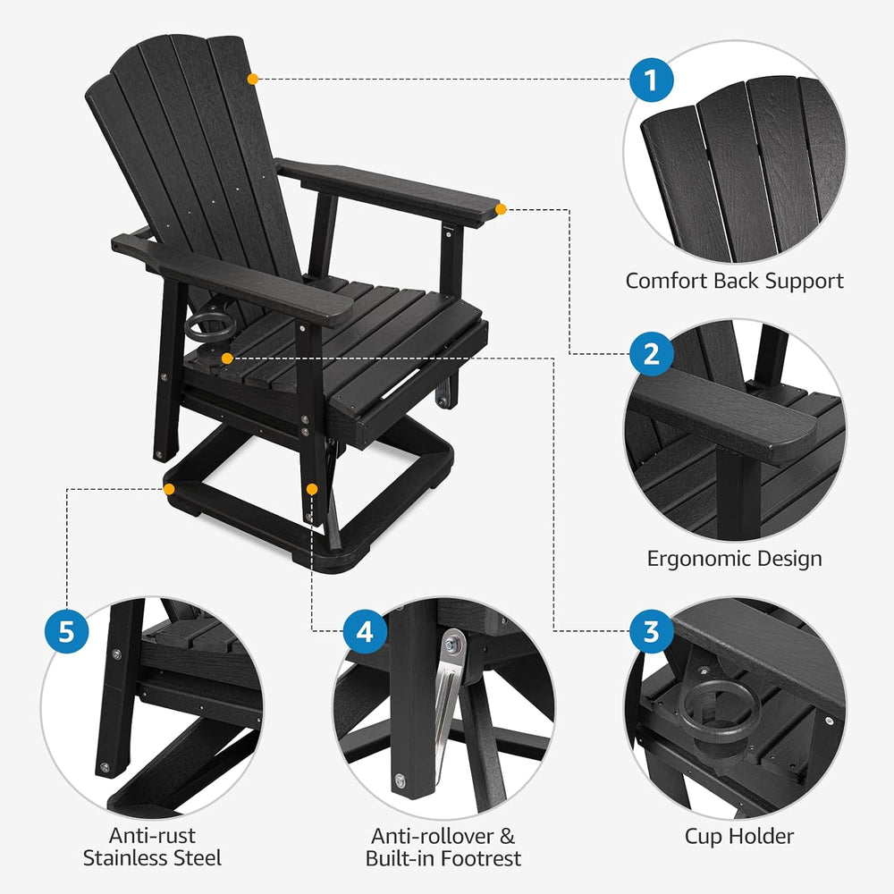 LETKIND Adirondack Swivel Glider Chair, Weather Resistant Adirondack Outdoor ...