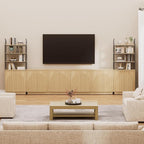 Yechen 165" Modular Entertainment Center with Bookshelves for up to 98", Mid Century Modern TV Stand with Storage, TV Cabinet with Adjustable Shelves, Living Room, Natutral Oak(4 PCS)