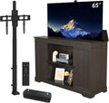 GDLF Hidden Motorized TV Lift Cabinet for 55-65 Inch TVs, Walnut | Remote control operation raises or lowers the screen, while interior compartments organize media devices and accessories