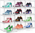 10 Pack Clear Shoe Storage Boxes Size 12 Stackable Sneaker Organizer Acrylic Display Case with Magnetic Lid, Clear Storage Bins for Entryway, Closet, Bebroom, Underbed, Bathroom, Kitchen