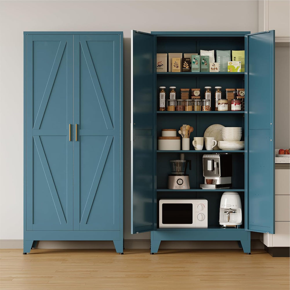 COFaR Metal Pantry Cabinet with Doors, Farmhouse 71'' Tall Storage Ca...