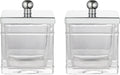 Glass Cotton Jar Holder 2 Pack– Silver/Chrome Lid, Elegant Bathroom Storage Canister for Qtips, Cotton Balls, Floss, Makeup Organizer, Vanity & Bathroom Organization