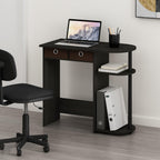 Furinno Go Green 32-Inch Black Computer Desk, Office Desk with 2 Side Shelves and Storage Bins, Rectangular Home Office Desk, Gaming Desk for Home Office, Bedroom, Study Room, Black Espresso
