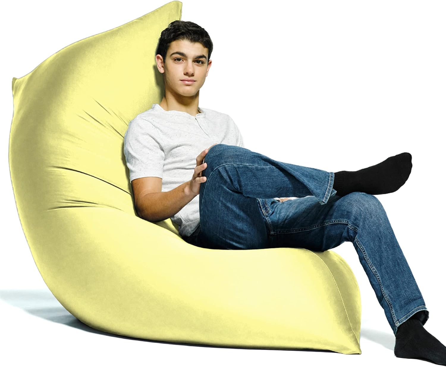 Yogibo Zoola Max Outdoor Bean Bag Chair, Oversized Beanbag Couch, Water Resistant, Cozy Patio Deck Lounge Furniture, Sunshine