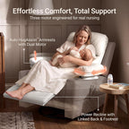 MAMAZING Lullapod Power Nursery Recliner Rocking Chair, Triple Motor Power Recliner with HugAssist Armrest, 270° Swivel Glider and Quiet Rocking Chair Nursery with Dual Charging Port and Storage