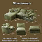 Oversized Cloud Couch Sectional Sofa for Living Room, Modular L Shaped Boneless Chenille Sofa with Chaise Lounge, Deep Seat Convertible Couch, Compressed No Assembly Floor Sofa(Green)
