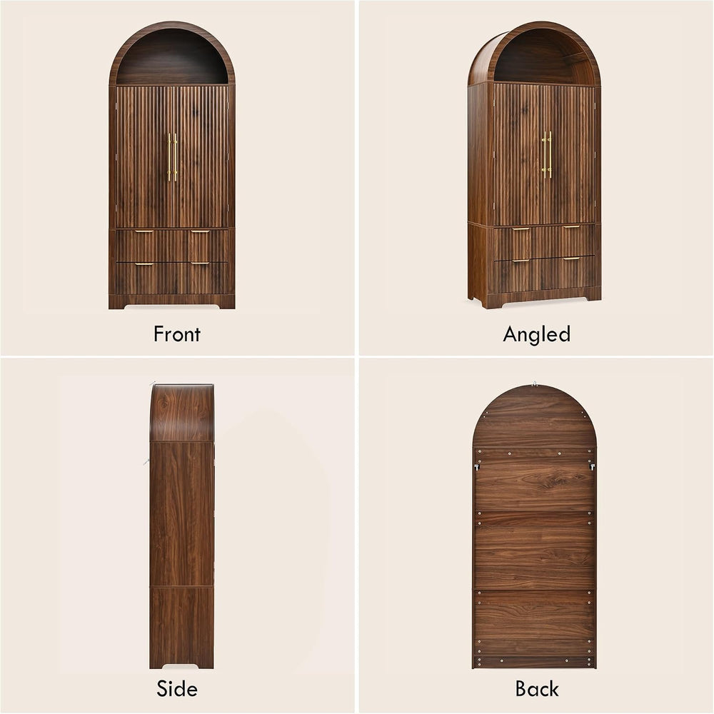 Polibi 72" Tall Arched Kitchen Pantry Cabinet with 2 Drawers & 8 Adj...