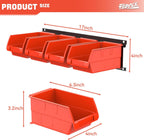 TORACK Wall Mounted Storage Bins, 16 Plastic Bins for Tools Organization in Garage, Craft Room, Shop(4-Pack, Orange-red)