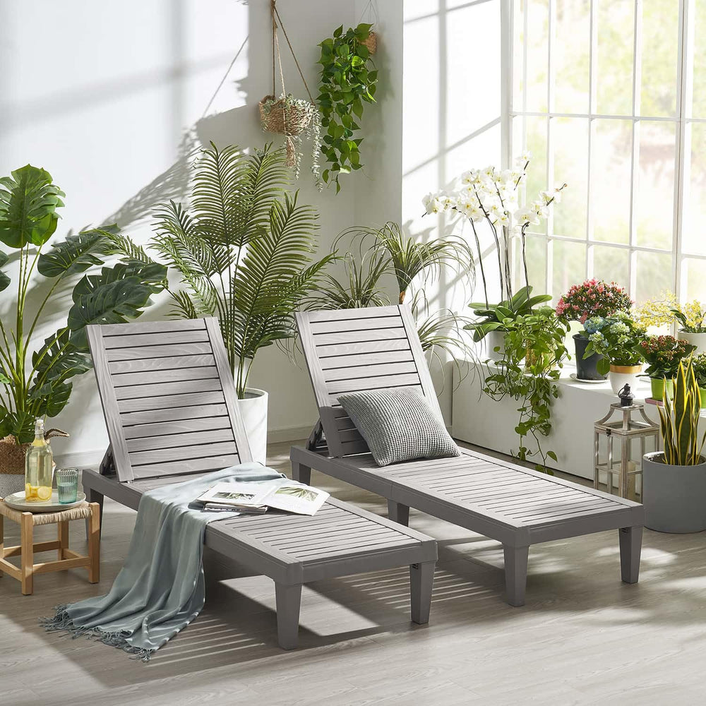 Nestl Sun Tanning Chair - Light Grey Chaise Lounge Chair Outdoor, Lightweight...