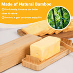 Bamboo Butter Dish with Lid for Countertop Butter Container for Fridge Magnetic Butter Holder with Knife for East and West Coast Butter By beardo decor