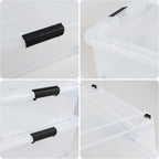 3-Pack 50 Quart Under the Bed Low Profile Storage Boxes, Large Under Bed Storage Bin with Easy Rolling Caster Wheels, Clear