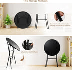 Cocktail Table, D32in x H43.3in Folding Round Cocktail Table High Top | Foldable, Removable Legs, Save Space, Easy Store, for Wedding, Party, Bar, Yard, Patio, Business Events (Black, Set of 1)
