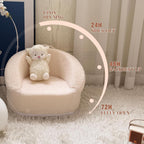 Mini Toddler Chair Comfy - 17.3'' Compact Kids Couch with Carry Handle, Soft Teddy Plush Toddle Chair, Washable Cover & Sturdy Design for Nursery & Playroom - White