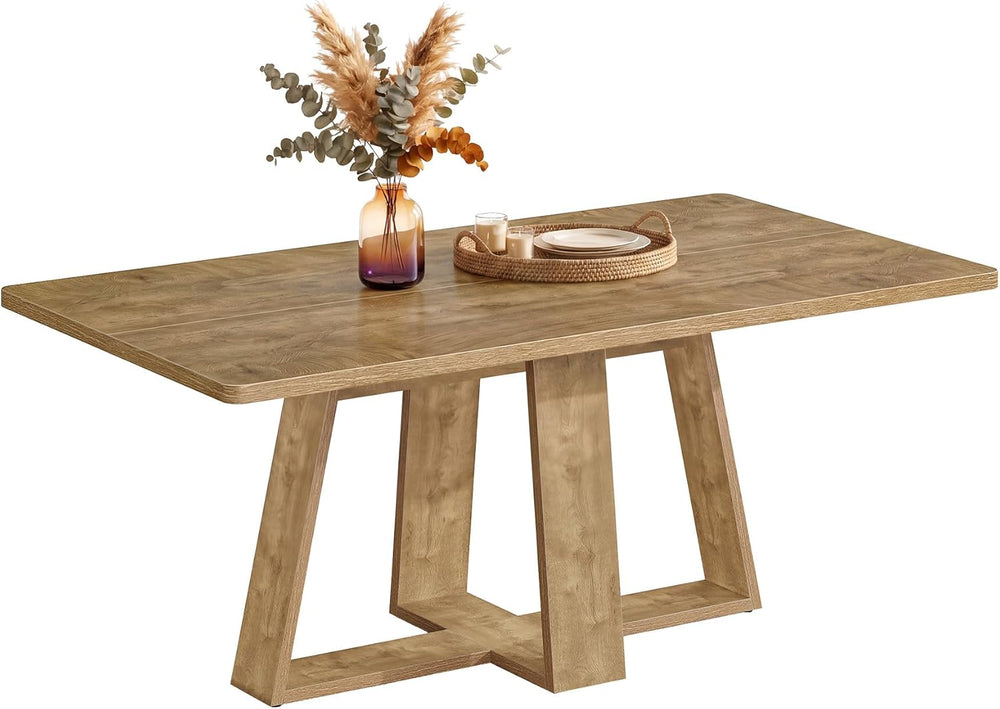 Tribesigns 63-Inch Dining Table, Farmhouse Kitchen Table with Wooden Pedestal...