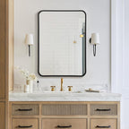 24x36 Rounded Rectangle Bathroom Mirrors for Over Sink, Black Vanity Mirror with Metal Frame Wall Mounted, Modern Farmhouse Mirror for Restroom, Bedroom, Entryway Decor
