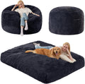 Bean Bag Chairs for Adults Teens Convertible Chair Mattress, Bean Bags Chair with Removable Plush Cover, Sleeper Chair that Turns into Mattress, Full, Dark Grey