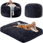 Bean Bag Chairs for Adults Teens Convertible Chair Mattress, Bean Bags Chair with Removable Plush Cover, Sleeper Chair that Turns into Mattress, Full, Dark Grey