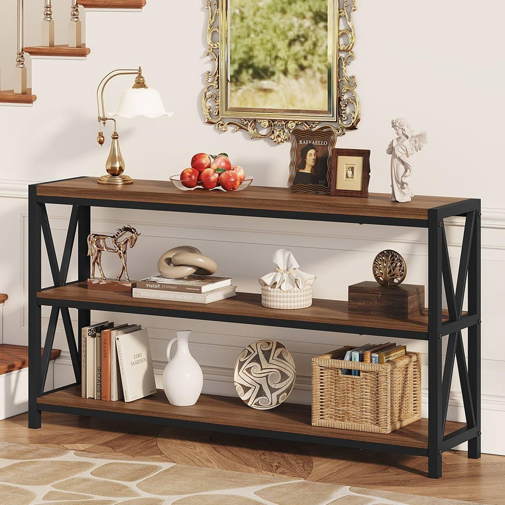FATORRI Console Table for Entryway, 55 Inch Modern Entry Table with 3 Tier Sh...