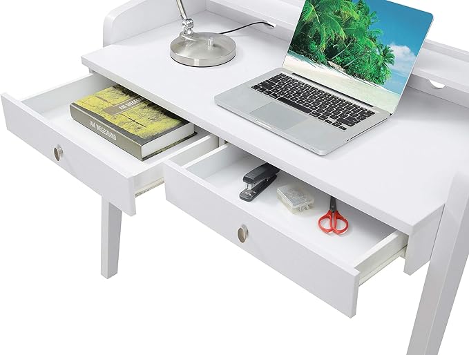 Convenience Concepts Newport Deluxe 2 Drawer Desk, White