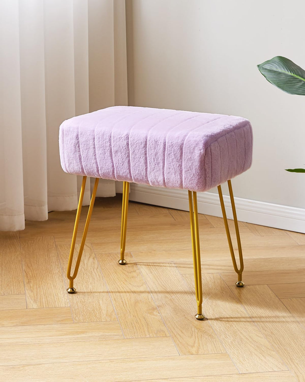 IBUYKE Makeup Vanity Stool, Velvet Rectangular Footrest, Purple LG-51V | Otto...