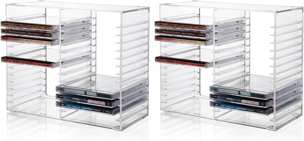 STORi Stackable Clear Plastic CD Organizer with Rubber Feet | Rectangular Jew...