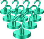 MIKEDE Strong Magnetic Hooks, 120Lbs Heavy Duty Magnetic Hooks for Cruise, Neodymium Earth Magnets with Hooks for Hanging, Super Metal Industrial Magnets for Grill, Storage (Green,10 Pack)
