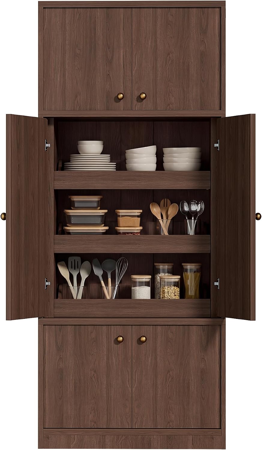 71 Inch Tall Kitchen Pantry Cabinet, Freestanding Storage Cabinet with Doors ...