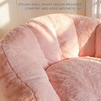 MAXYOYO Giant Bean Bag Chair, Oversized Bean Bag Couch for Adults and Kids, Faux Fur Shell-Shaped Large Chair with Filler, Stuffed Big Accent Sofa Lounge Floor Sofa for Gaming, Reading, Pink