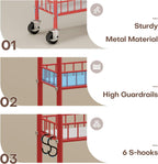 Slim Rolling Storage Cart 6 Tier, Metal Kitchen Rolling Utility Cart with Lockable Wheels for Kitchen, Bathroom, Office, Laundry Room, Small Narrow Spaces (Red 6 Inches)