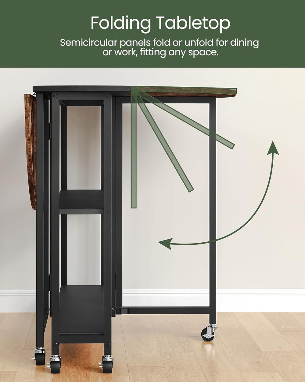 CHOEZON Folding Dining Table, Kitchen Table with 6 Wheels, Folding Round Tabl...