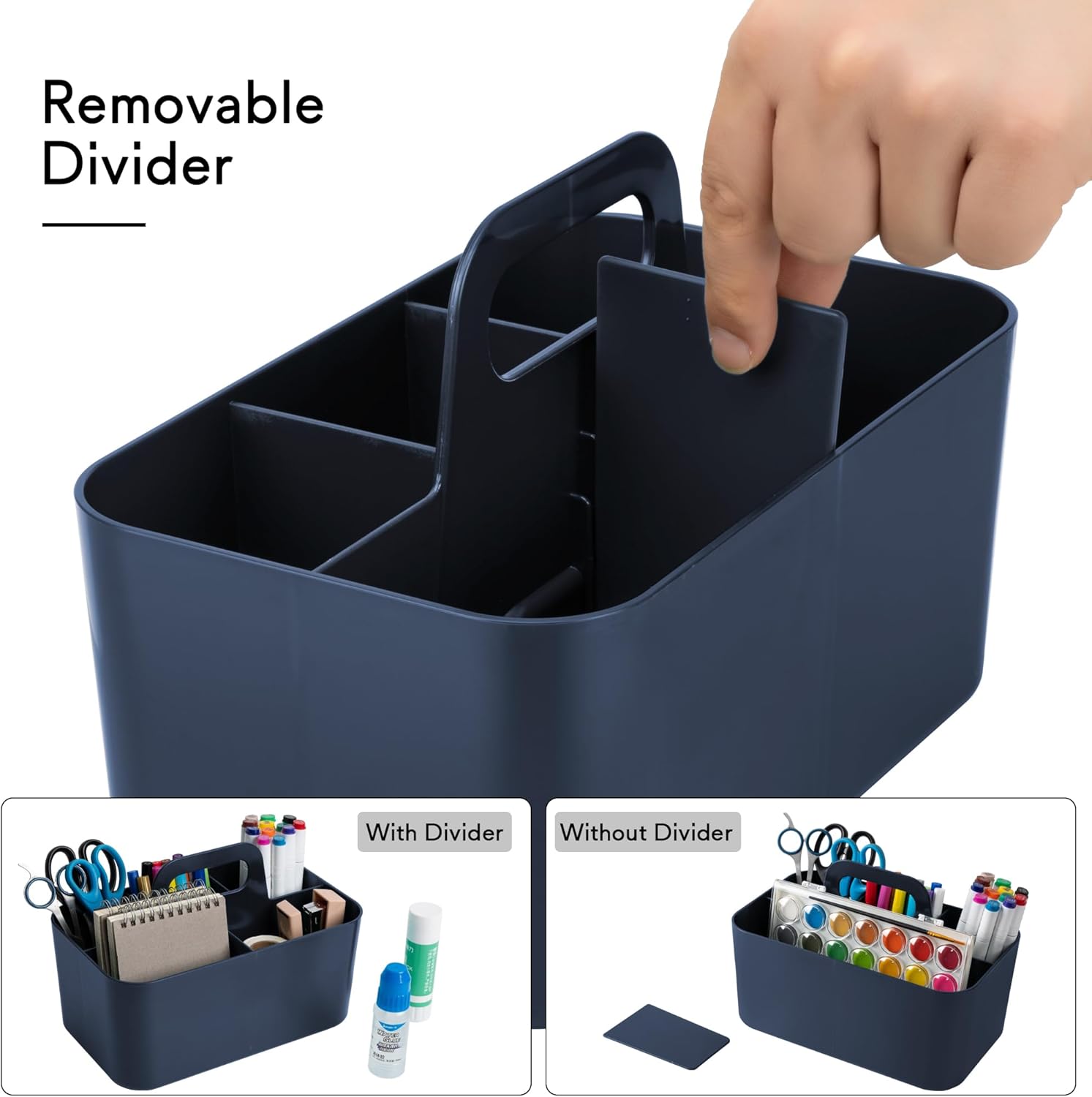 Tiawudi 2 Pack Caddy Organizer with Handle, Portable Plastic Caddy, Storage Organization for Cleaning, Bath, Makeup, Art, Craft, Stationery, Classroom and Office, Tote Organizer