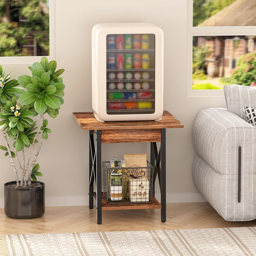 GreenForest Square End Table for Living Room, 20 Inch Large Side Table with X...