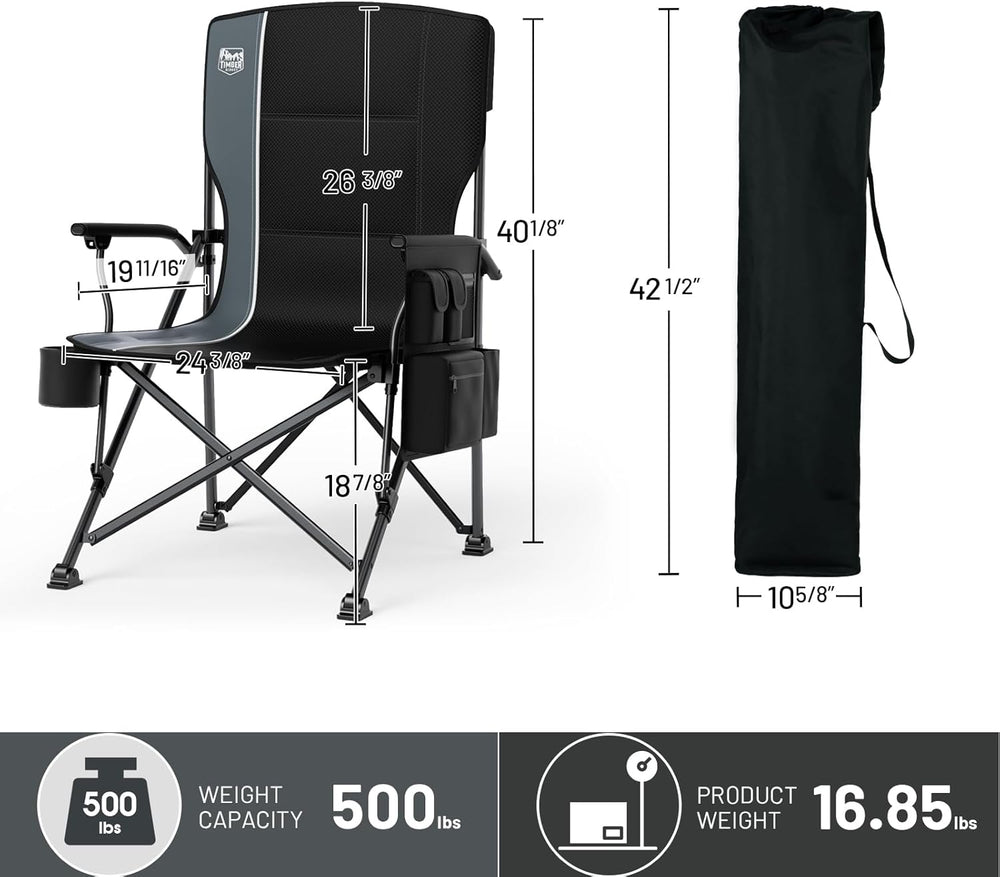 TIMBER RIDGE Oversized Folding Camping Chair High Back 500lbs | Heavy Duty Ca...