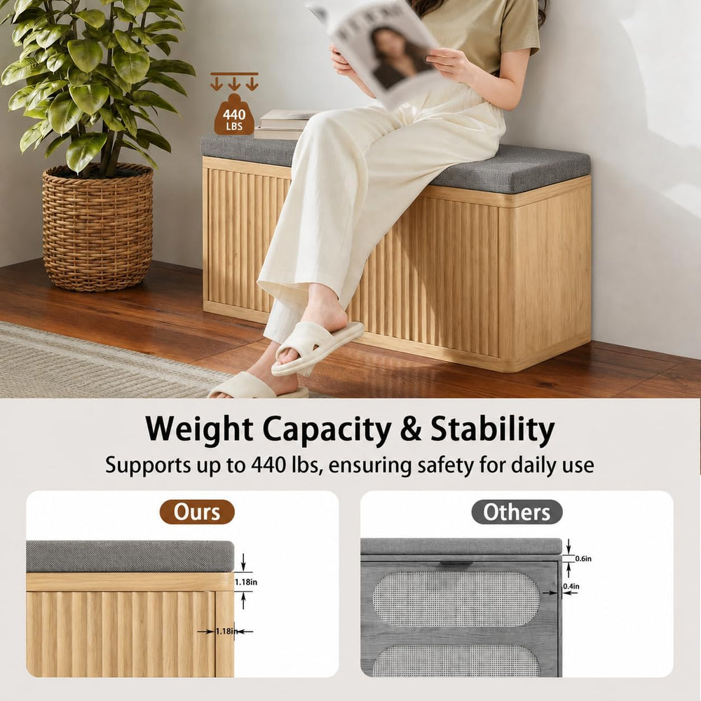 Entryway Shoe Storage Bench with 2" Cushion, 37.4" Small Bench with...